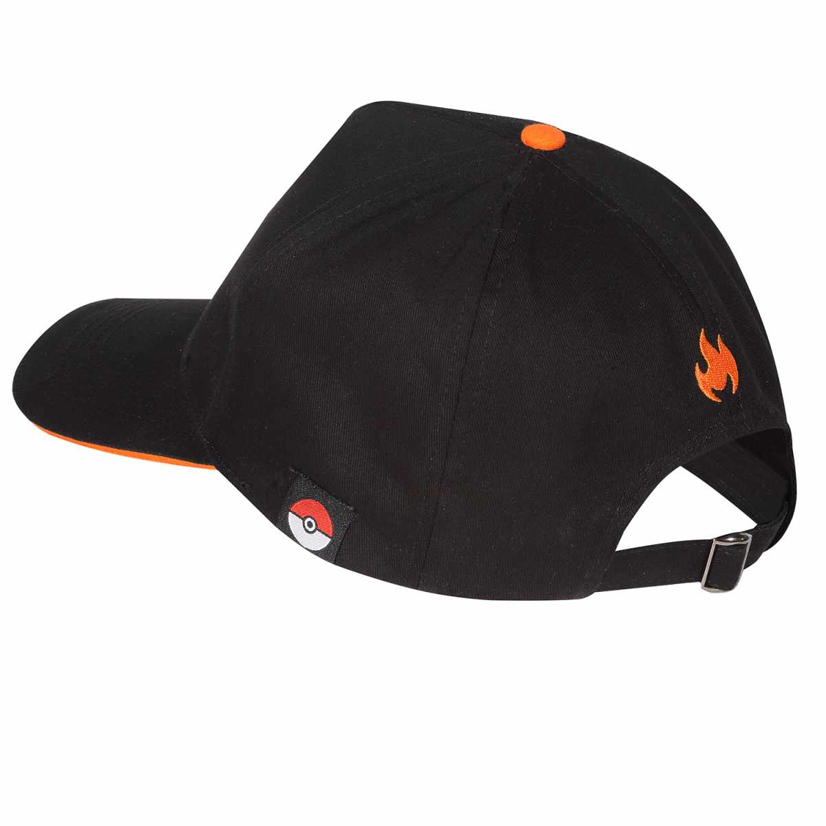 Black - Back - Pokemon Charmander Badge Baseball Cap
