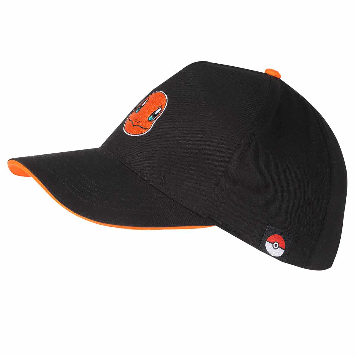 Black - Side - Pokemon Charmander Badge Baseball Cap