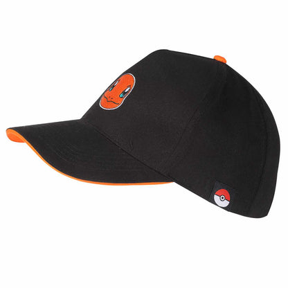 Black - Side - Pokemon Charmander Badge Baseball Cap