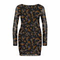 Black - Front - Nightmare Before Christmas Womens-Ladies Pumpkin King Mesh All-Over Print Bodycon Dress