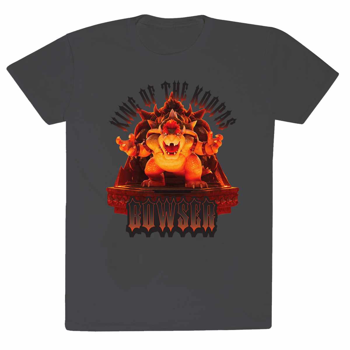 Graphite - Front - Super Mario Bros Unisex Adult Bowser Throne T-Shirt
