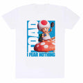 White - Front - Super Mario Bros Unisex Adult I Fear Nothing Toad T-Shirt