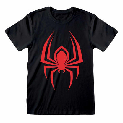Black - Front - Spider-Man Unisex Adult Hanging Spider Logo T-Shirt
