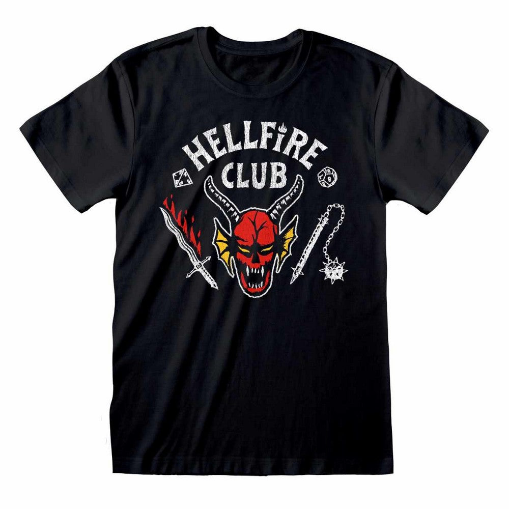 Black - Front - Stranger Things Unisex Adult Hellfire Club Logo T-Shirt