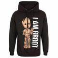 Black - Front - I Am Groot Unisex Adult Profile Pullover Hoodie