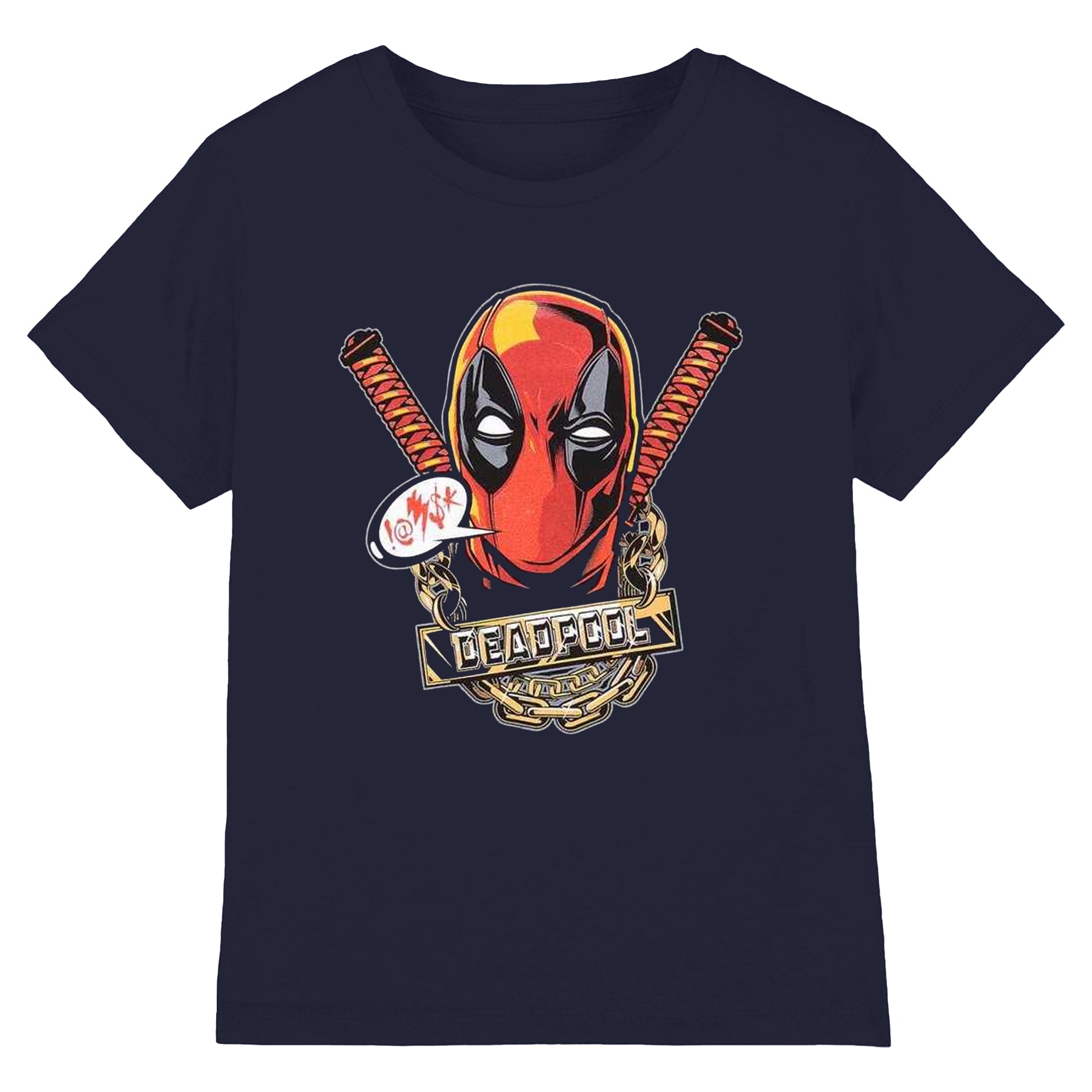 Navy - Front - Deadpool Unisex Adult Gangsta T-Shirt