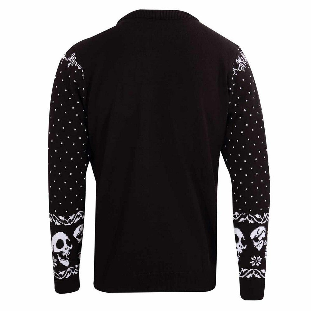 Multicoloured - Back - Corpse Bride Unisex Adult Skulls Knitted Sweatshirt