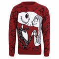 Multicoloured - Front - Nightmare Before Christmas Unisex Adult Jack and Sally Knitted Sweatshirt