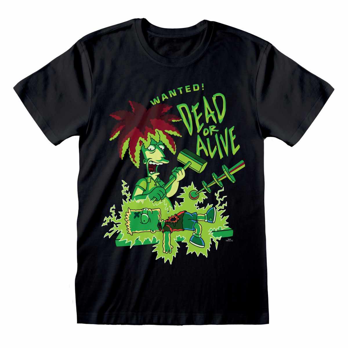 Black - Front - The Simpsons Unisex Adult Dead Or Alive Sideshow Bob T-Shirt