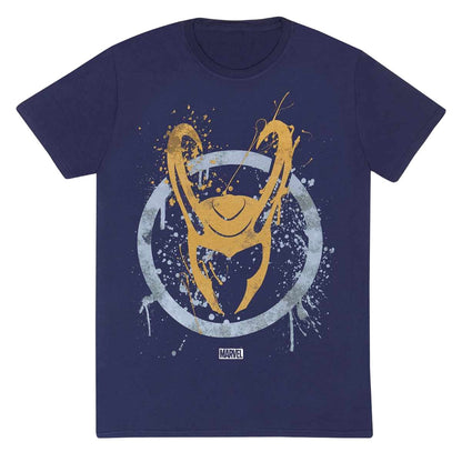 Navy - Front - Loki Unisex Adult Splattered Logo T-Shirt