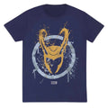 Navy - Front - Loki Unisex Adult Splattered Logo T-Shirt