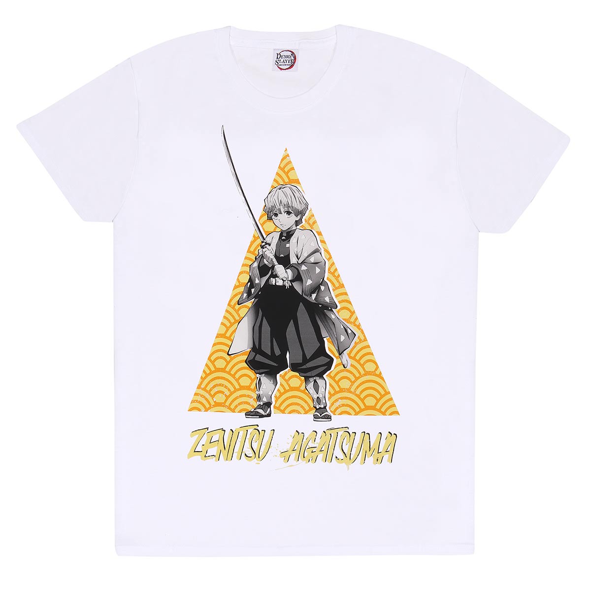 White - Front - Demon Slayer Unisex Adult Zenitsu Agatsuma Triangle T-Shirt