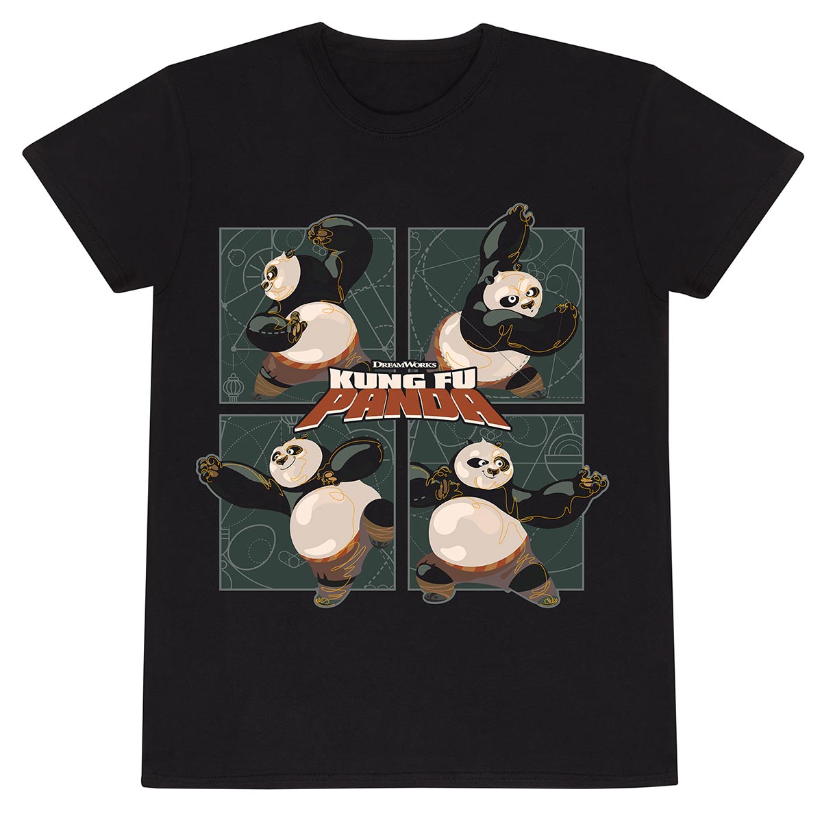 Black - Front - Kung Fu Panda Unisex Adult Fighting Stance T-Shirt