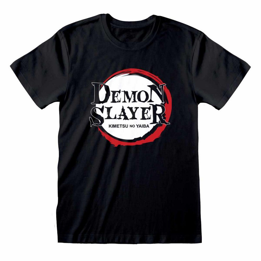 Black - Front - Demon Slayer Unisex Adult Logo T-Shirt
