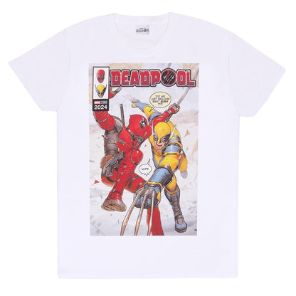 White - Front - Deadpool & Wolverine Unisex Adult Comic Cover T-Shirt