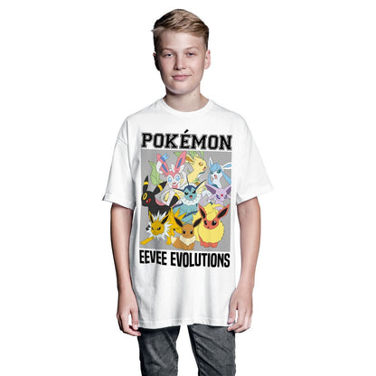 White - Back - Pokemon Childrens-Kids Eevee Evolutions T-Shirt