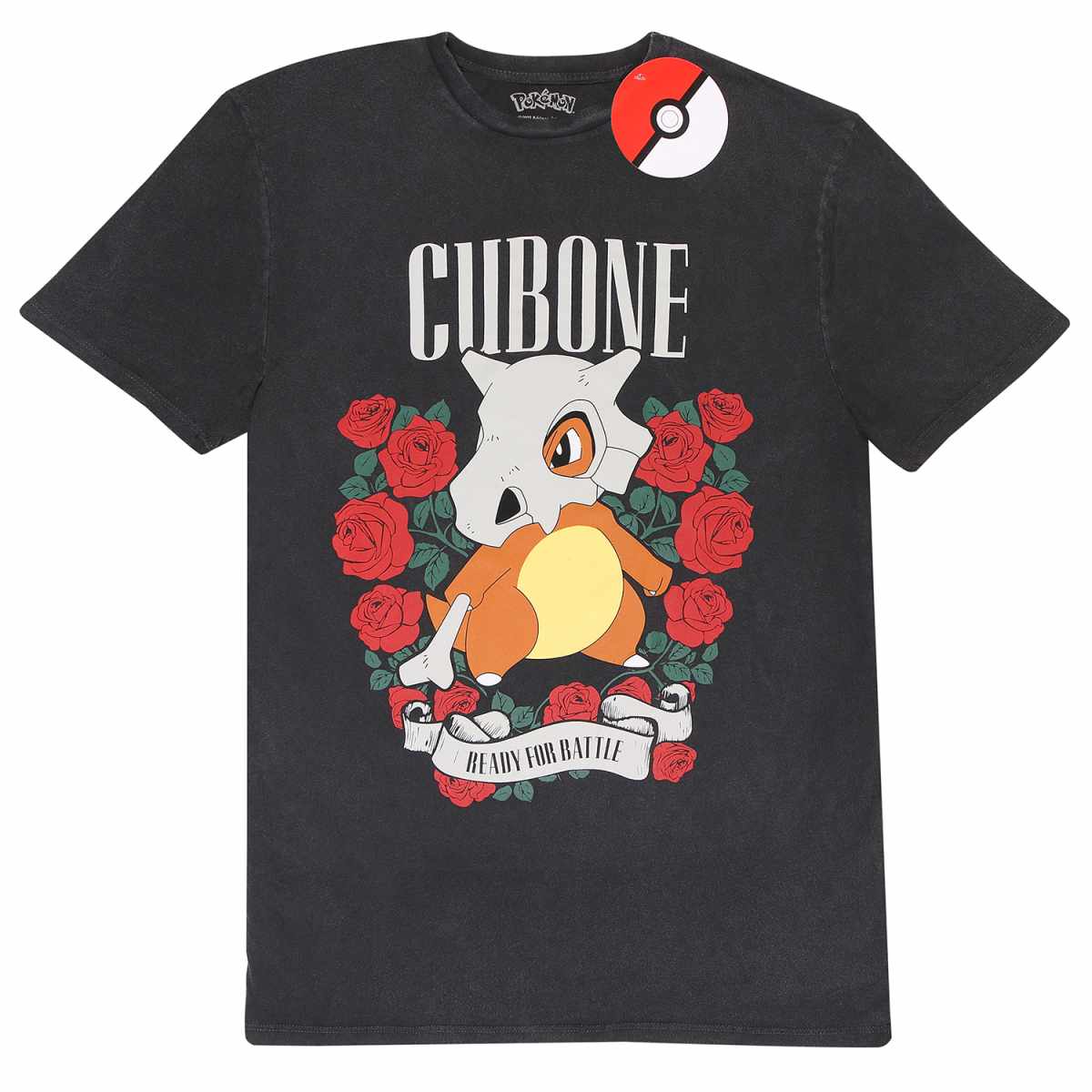 Black - Front - Pokemon Unisex Adult Cubone Acid Wash T-Shirt