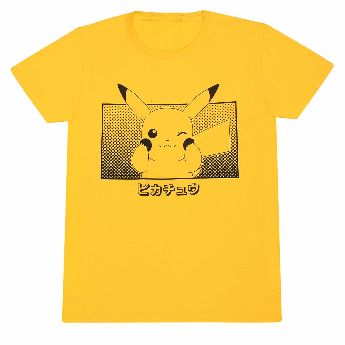 Yellow - Front - Pokemon Unisex Adult Katakana Pikachu T-Shirt