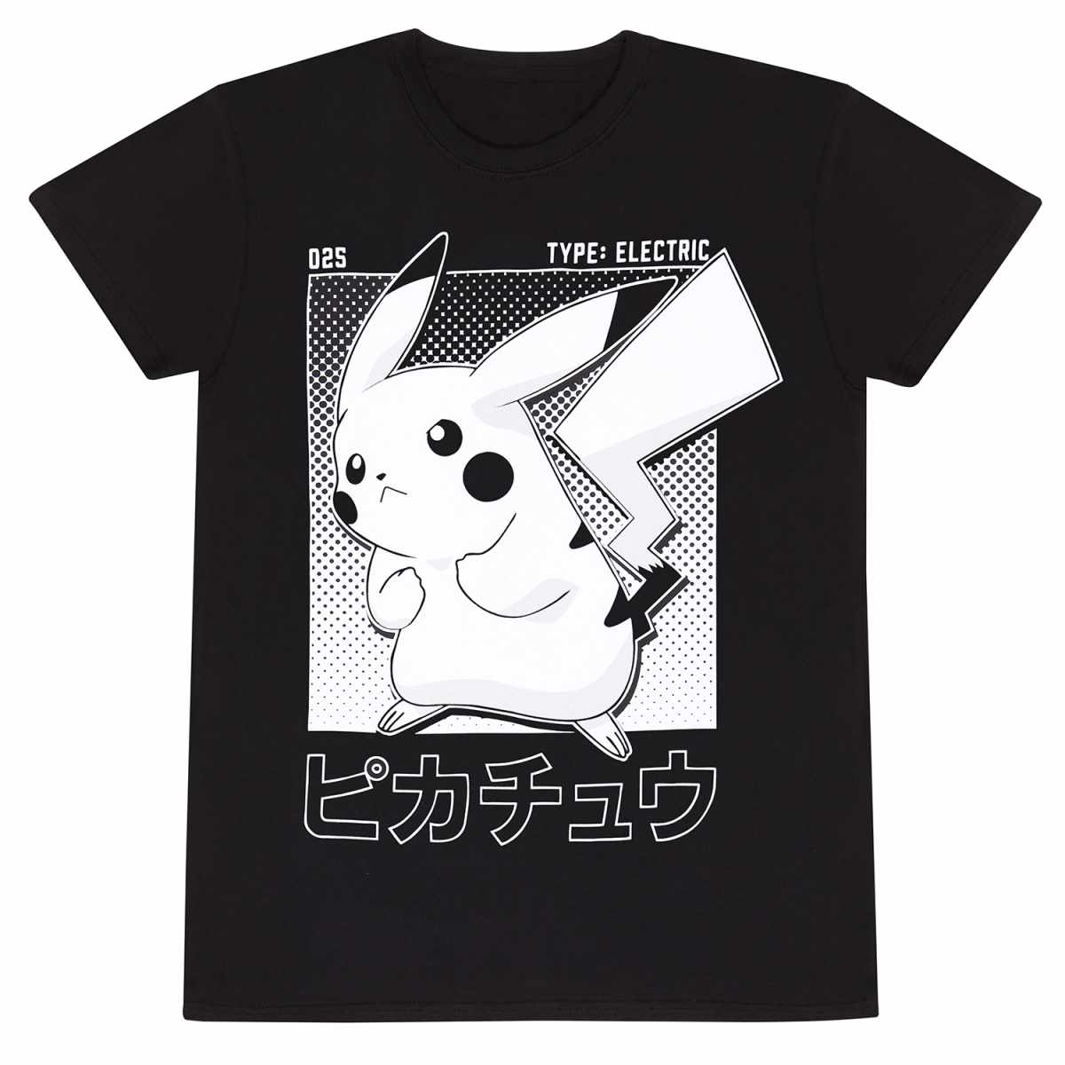 Black - Front - Pokemon Unisex Adult Pikachu Half Tone T-Shirt