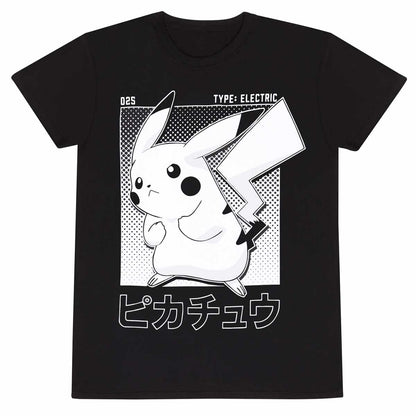 Black - Front - Pokemon Unisex Adult Pikachu Half Tone T-Shirt
