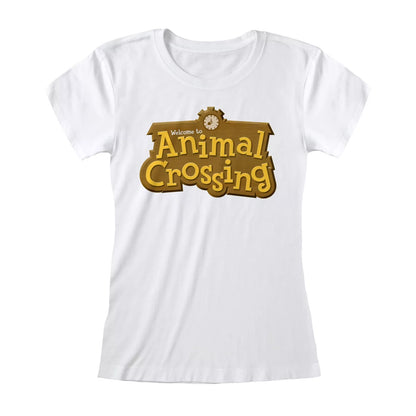 White - Front - Animal Crossing Childrens-Kids Logo T-Shirt