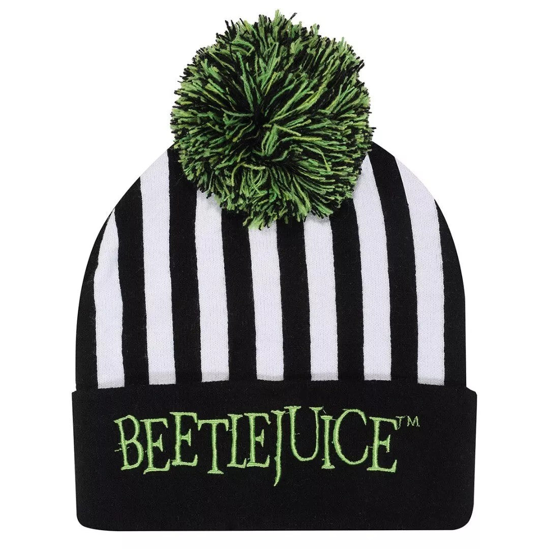 White-Black - Front - Beetlejuice Unisex Adult Stripe Beanie