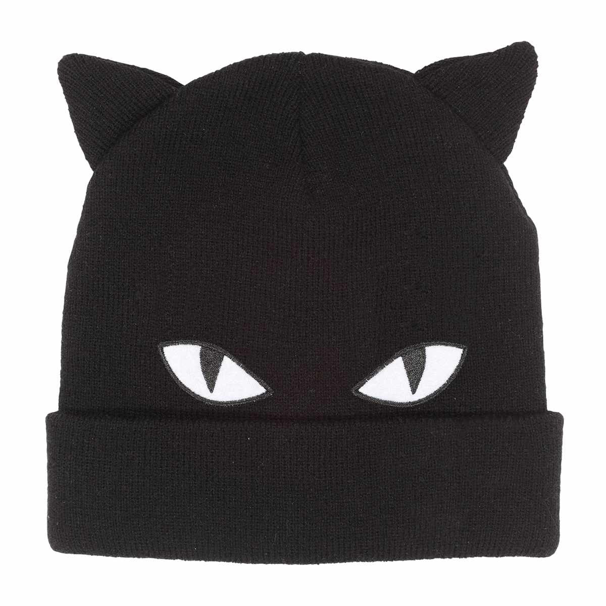 Black - Front - Emily The Strange Unisex Adult Bespoke Cat Beanie