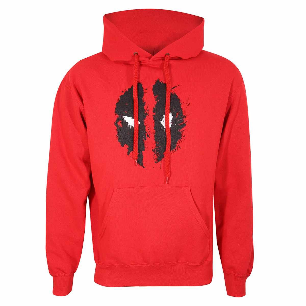 Red - Front - Deadpool Unisex Adult Mask Splatter Hoodie