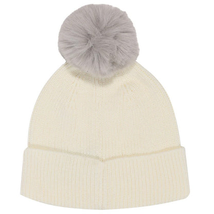 Cream - Side - Star Wars Mandalorian Unisex Adult The Child Badge Pom Pom Beanie