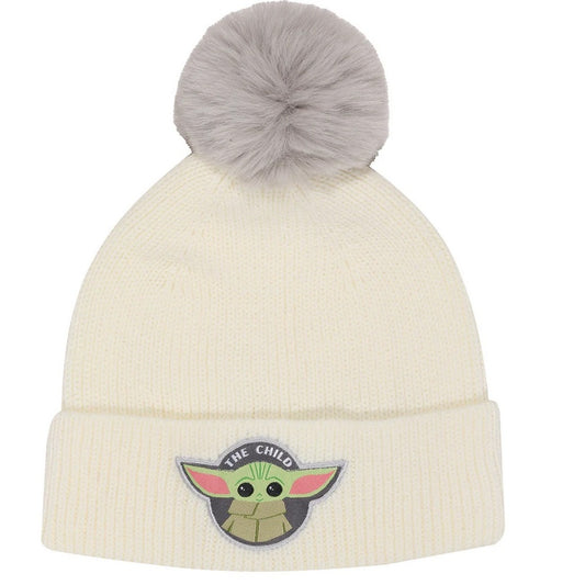 Cream - Front - Star Wars Mandalorian Unisex Adult The Child Badge Pom Pom Beanie