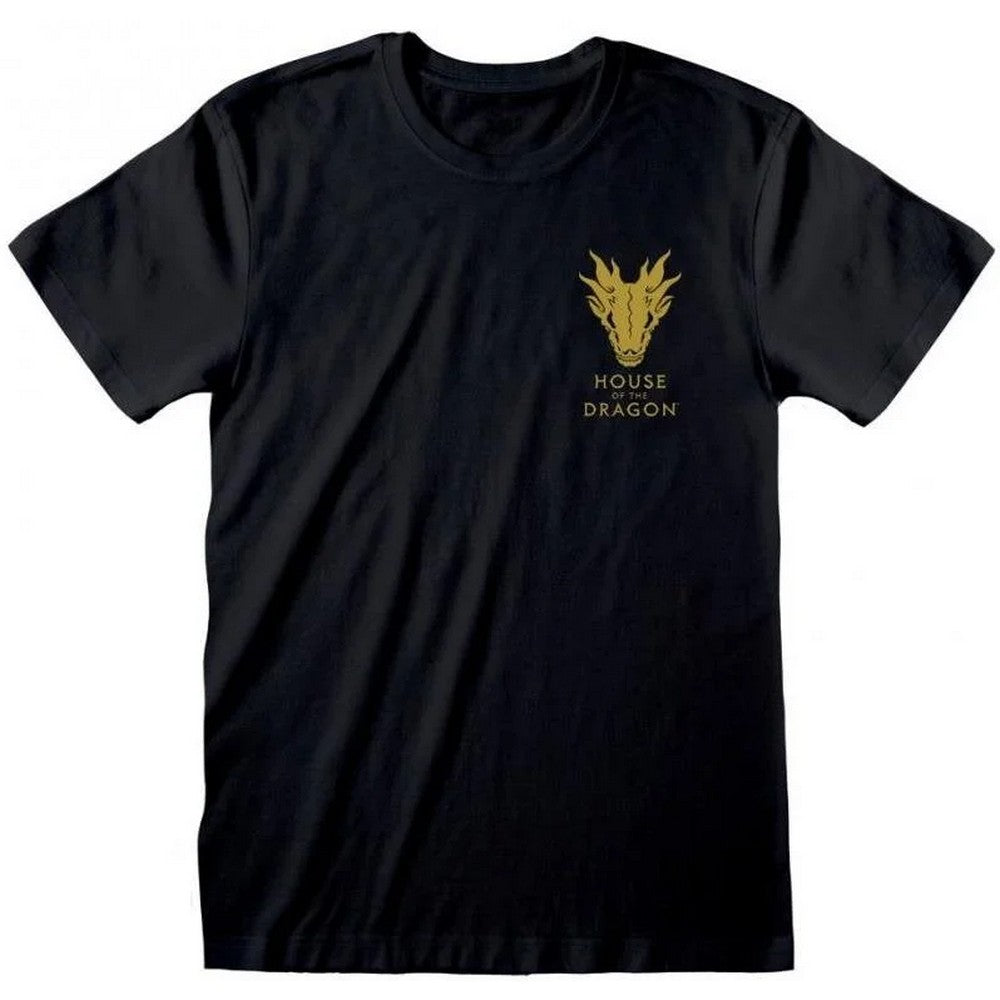 Black - Front - House Of The Dragon Unisex Adult Emblem Back Print T-Shirt