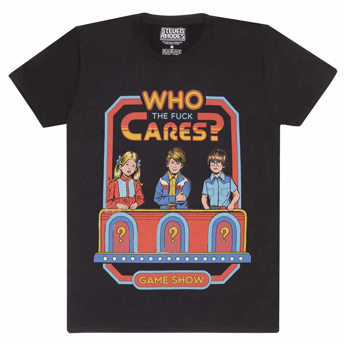 Black - Front - Steven Rhodes Unisex Adult Who Cares T-Shirt