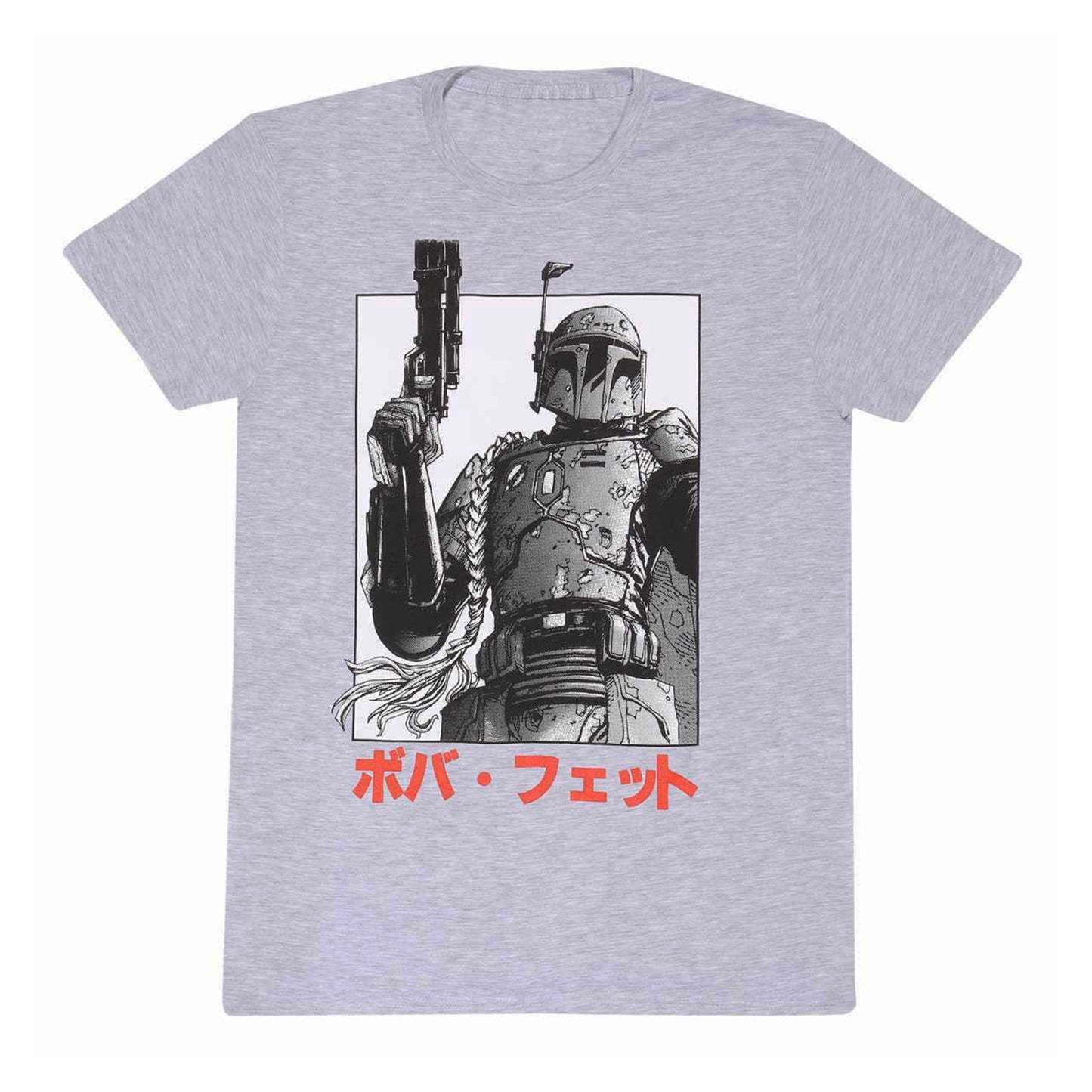 Heather Grey - Front - Star Wars Unisex Adult Boba Fett Katakana T-Shirt