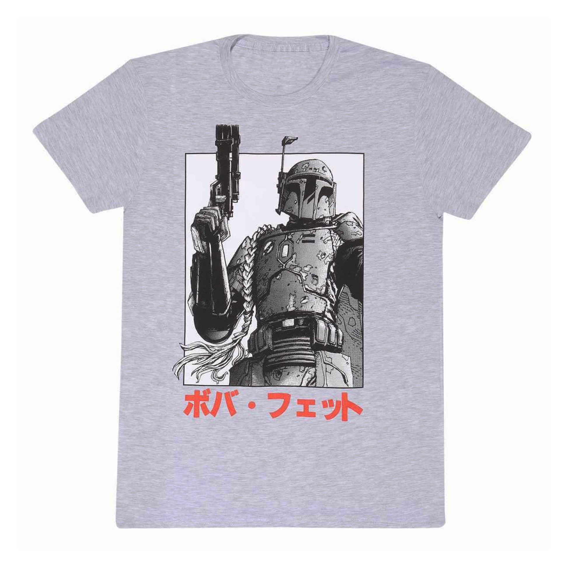 Heather Grey - Front - Star Wars Unisex Adult Boba Fett Katakana T-Shirt