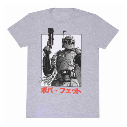 Heather Grey - Front - Star Wars Unisex Adult Boba Fett Katakana T-Shirt