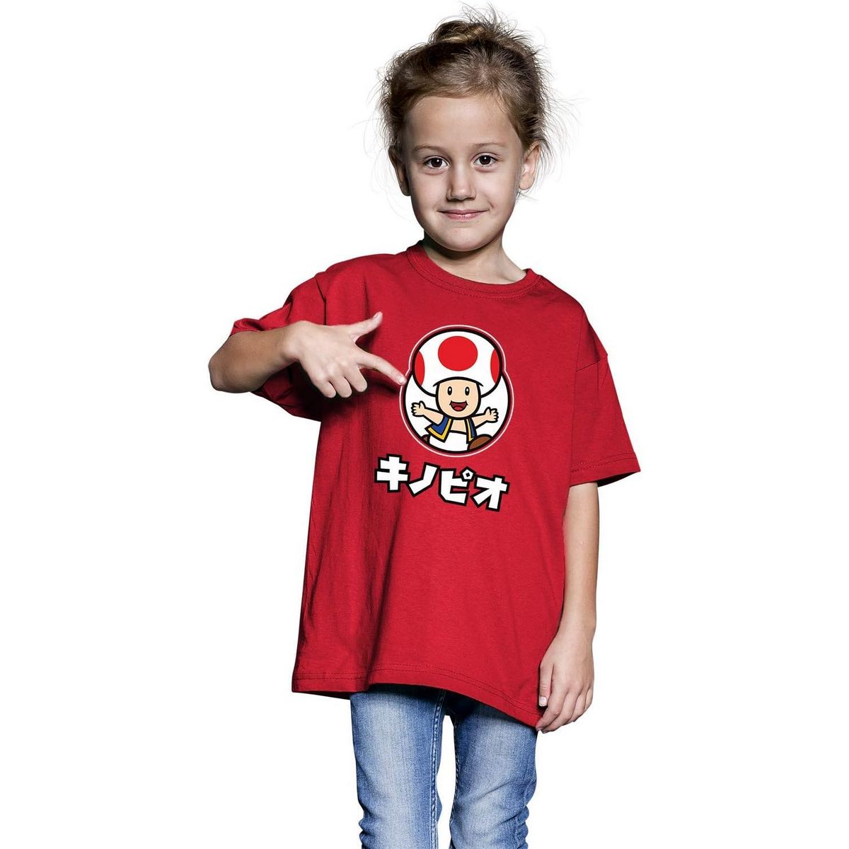 Red - Side - Super Mario Unisex Adult Toad T-Shirt