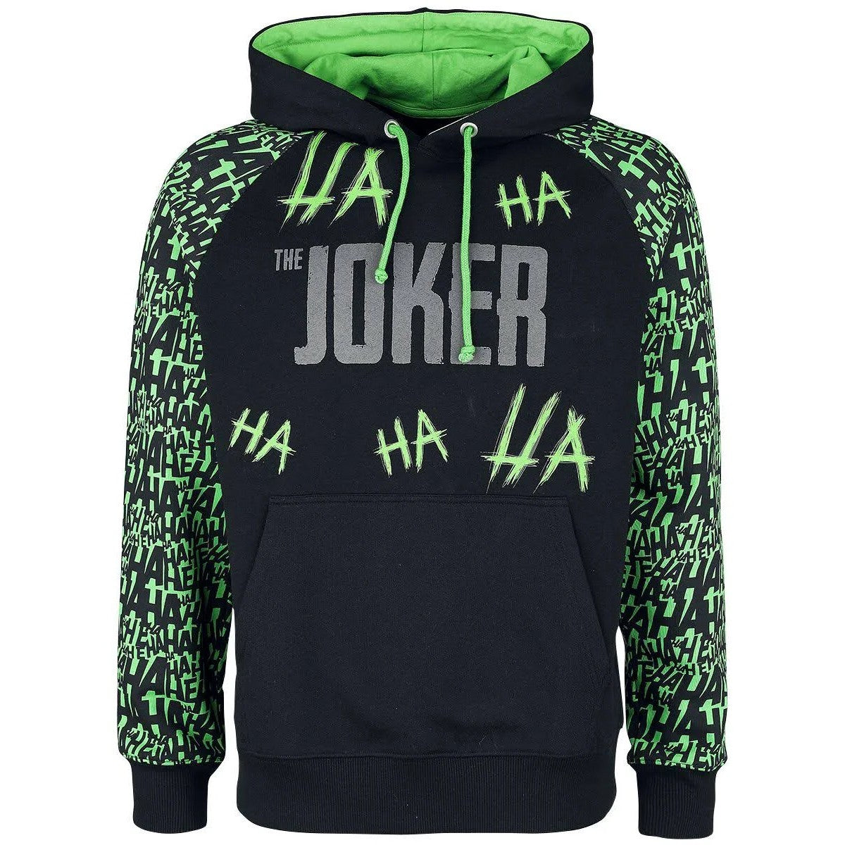 Black-Green - Front - The Joker Unisex Adult Ha Contrast Hoodie