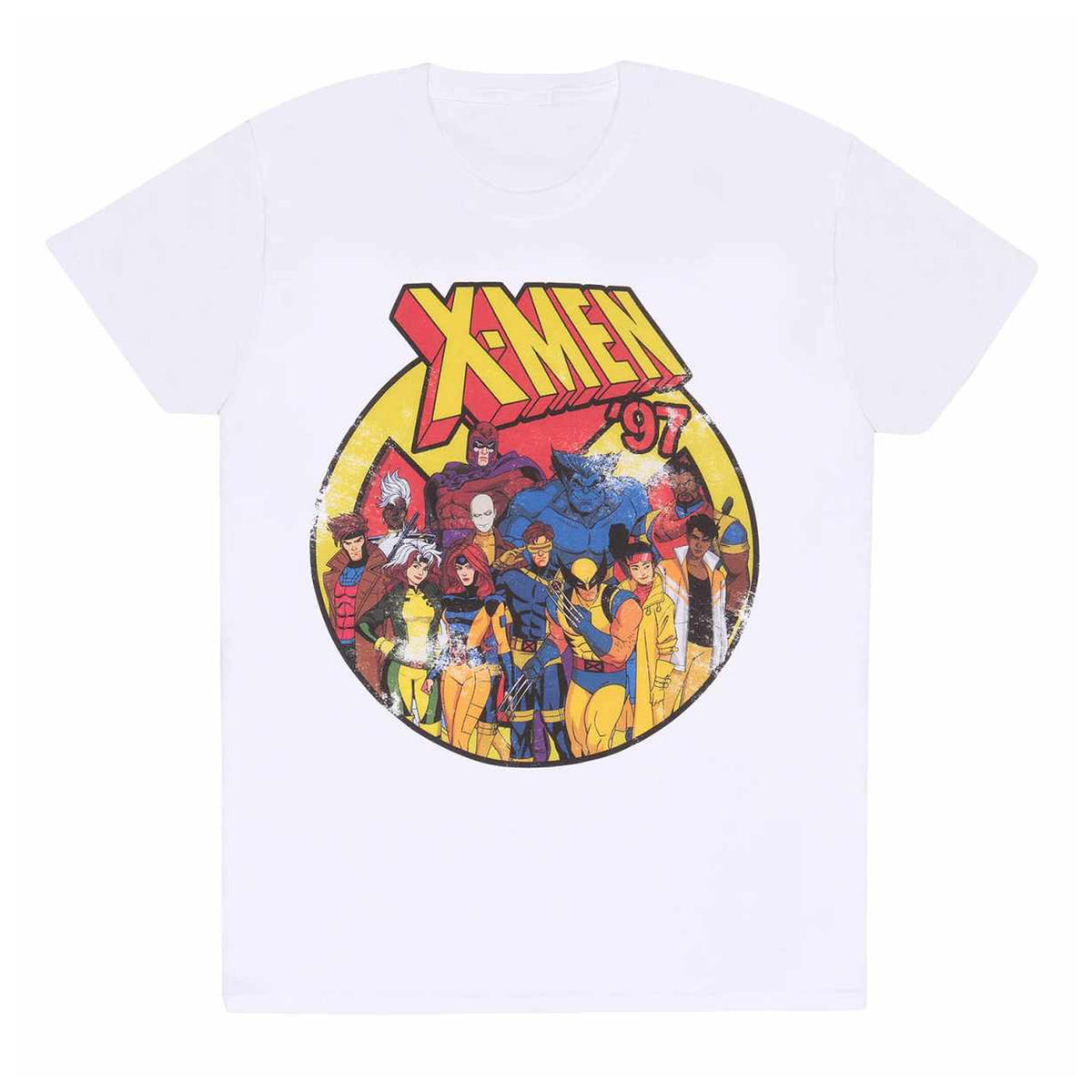 White - Front - X-Men Unisex Adult ´97 Team Distressed T-Shirt