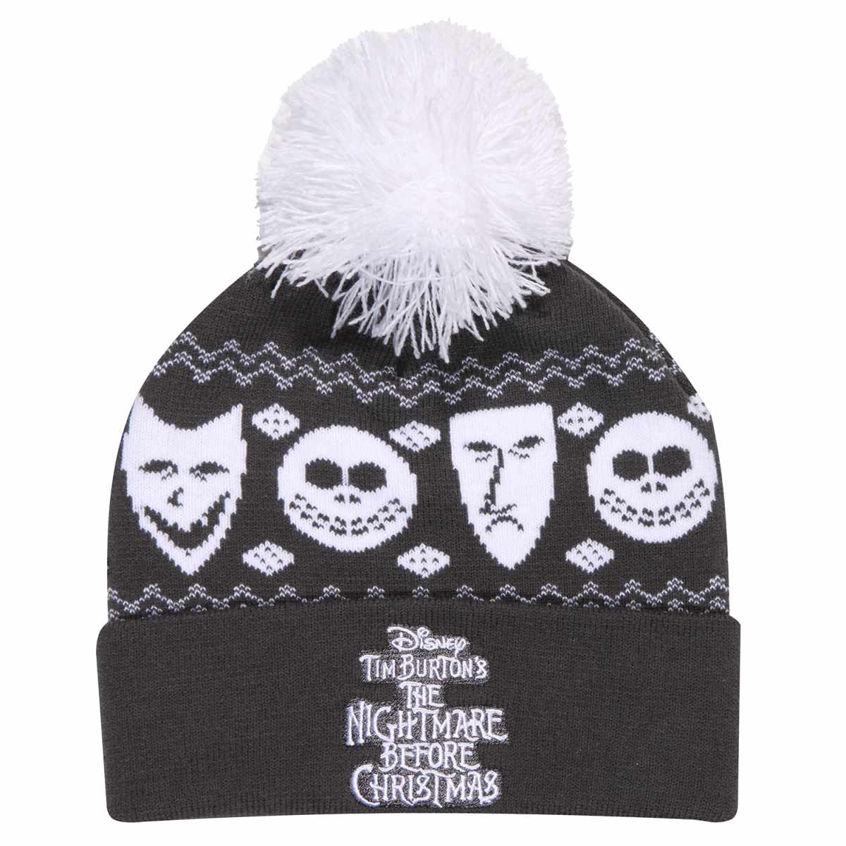 Black-White - Front - The Nightmare Before Christmas Unisex Adult Misfits Beanie