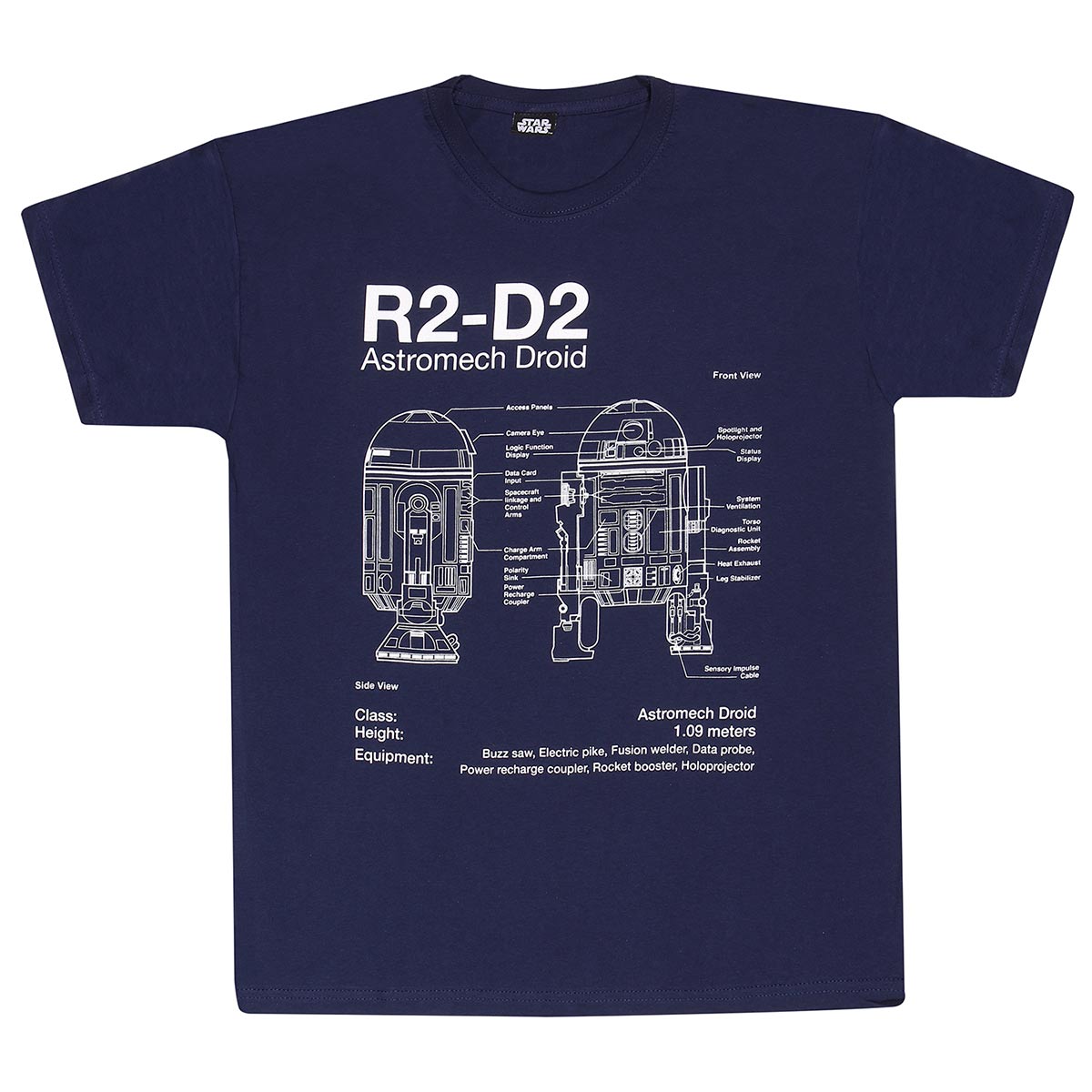 Navy - Front - Star Wars Unisex Adult Specs R2-D2 Blueprint T-Shirt