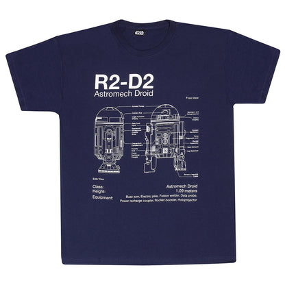 Navy - Front - Star Wars Unisex Adult Specs R2-D2 Blueprint T-Shirt
