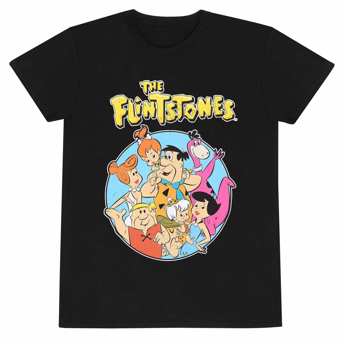 Black - Front - The Flintstones Unisex Adult Family Circle T-Shirt