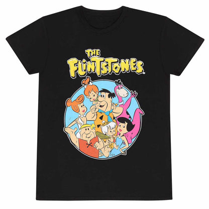 Black - Front - The Flintstones Unisex Adult Family Circle T-Shirt