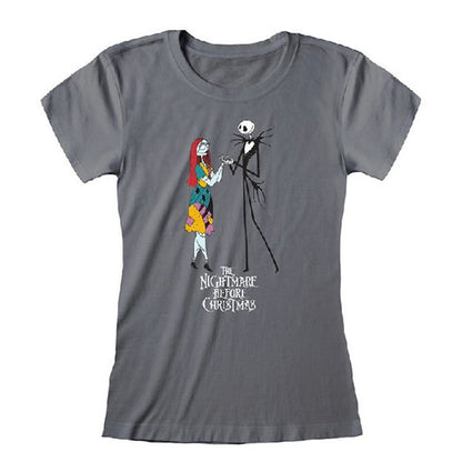 Charcoal - Front - The Nightmare Before Christmas Womens-Ladies Jack And Sally Fitted T-Shirt