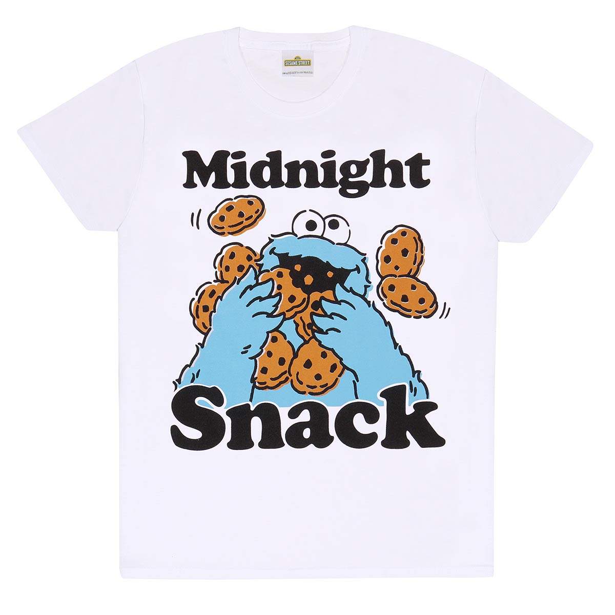 White - Front - Sesame Street Unisex Adult Midnight Snacks T-Shirt