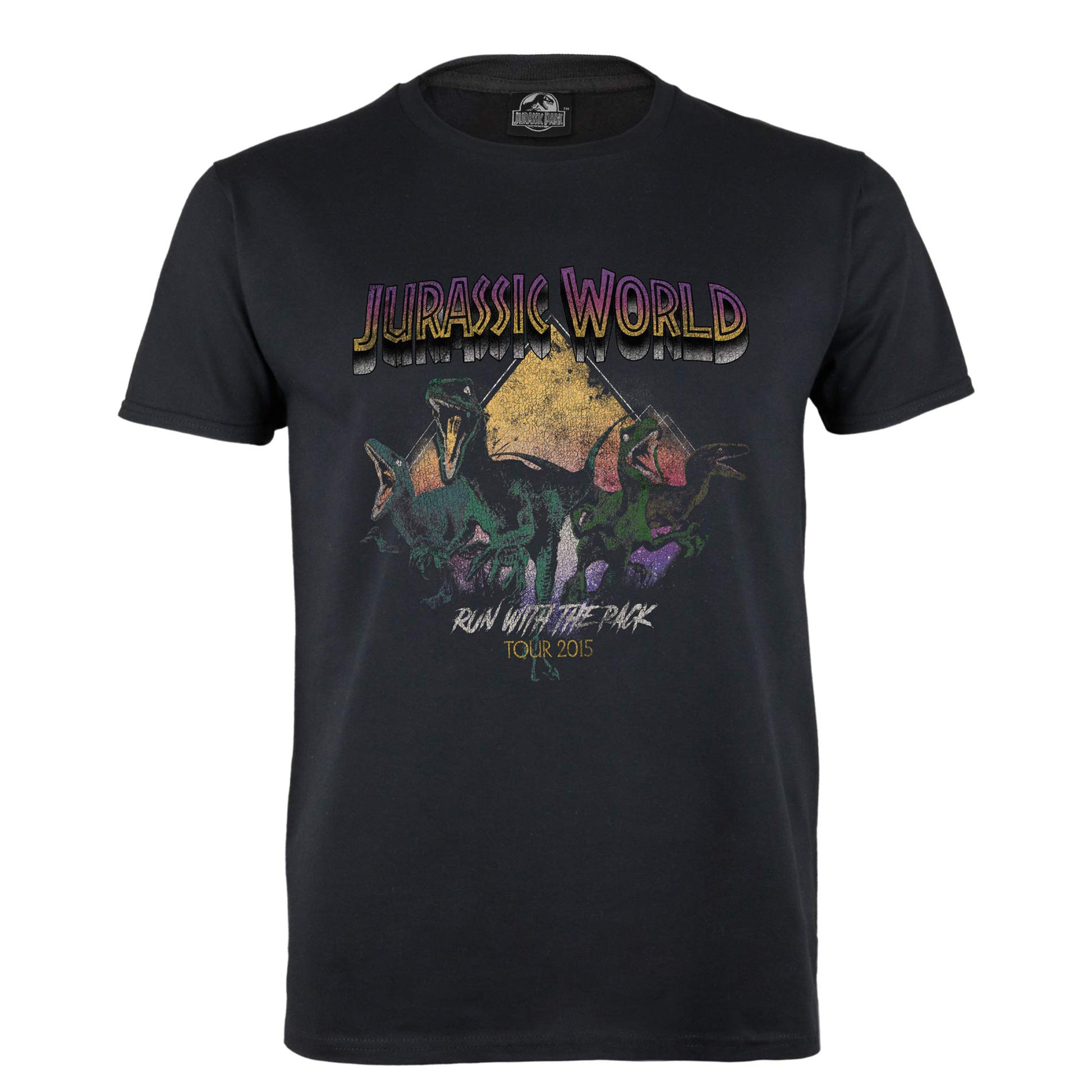 Black - Front - Jurassic World Unisex Adult Run With The Pack T-Shirt