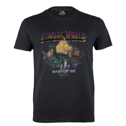 Black - Front - Jurassic World Unisex Adult Run With The Pack T-Shirt
