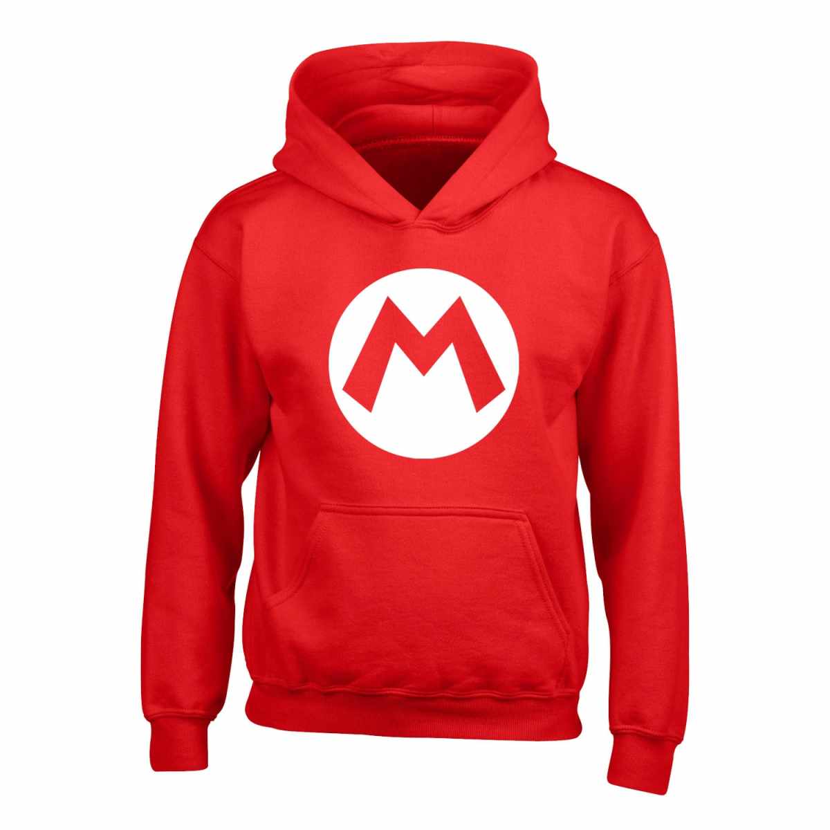 Red - Front - Super Mario Childrens-Kids Mario Badge Hoodie