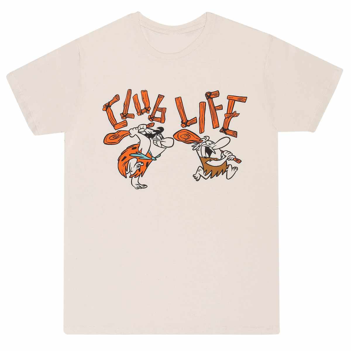 Natural - Front - The Flintstones Unisex Adult Club Life T-Shirt