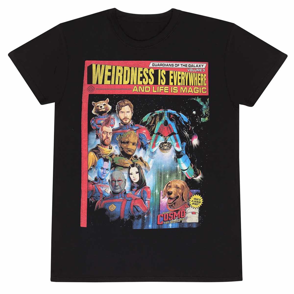 Black - Front - Guardians Of The Galaxy Volume 3 Unisex Adult Guardians Magazine T-Shirt